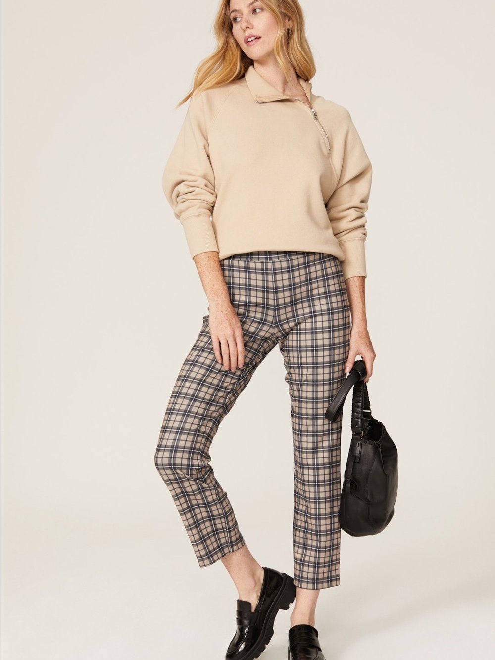 Sanctuary Trousers in Beige Plaid
